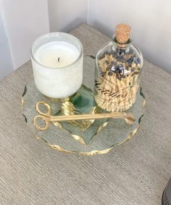 Inspire Me! Home Decor Stacked Glass Cake Stand With Textured Gold Rim (2 Sizes )