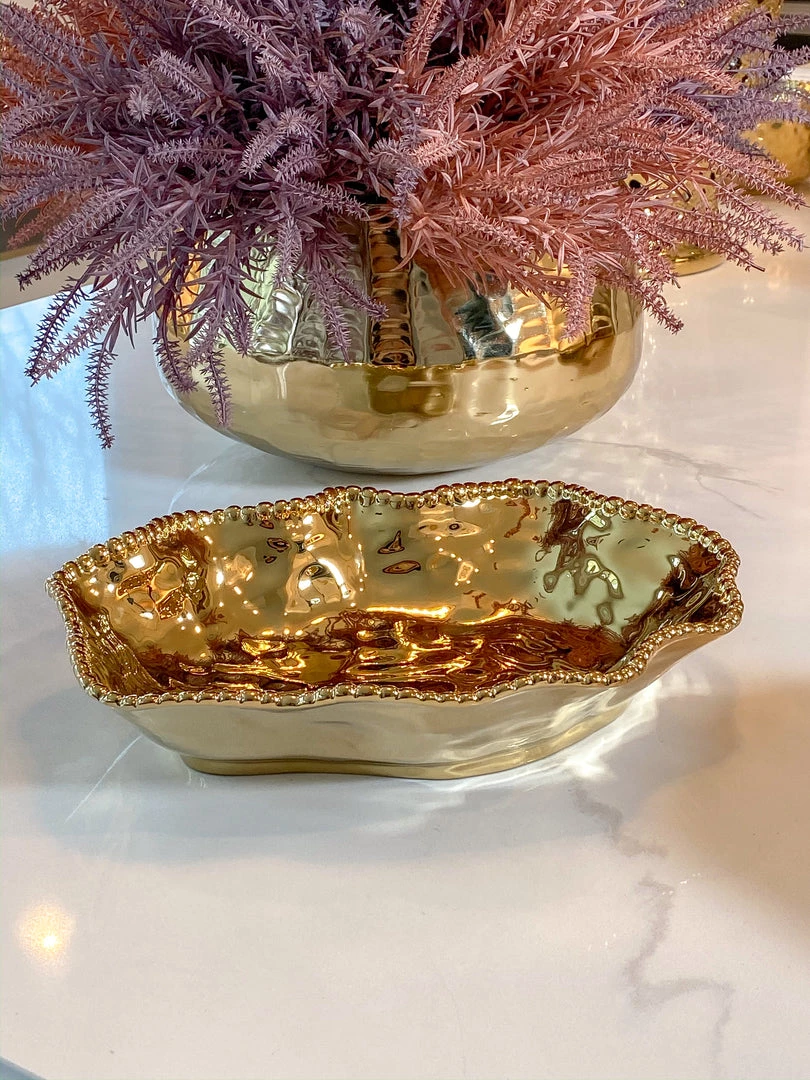 Inspire Me! Home Decor Gold Wavy Beaded Serving Bowl 3 Inspire Me! Home Decor Gold Wavy Beaded Serving Bowl