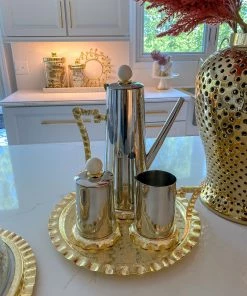 Inspire Me! Home Decor Gold Textured Ruffle Coffee/Tea Set Collection (4 Items Sold Individually)