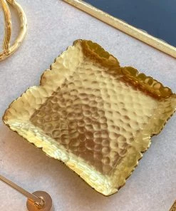 Inspire Me! Home Decor Gold Hammered Square Tray