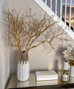 Inspire Me! Home Decor White And Gold Porcelain Vase With Circle Cutout Design (2 Styles)