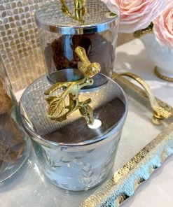 Inspire Me! Home Decor Hammered Glass Canister W/ Gold Bird Lid ( 3 Sizes Available)