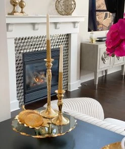 Inspire Me! Home Decor Stacked Glass Cake Stand With Textured Gold Rim (2 Sizes )