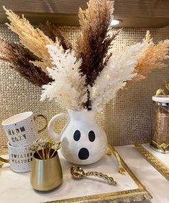 Inspire Me! Home Decor Ghost Ceramic Pitcher With Broom Spoon