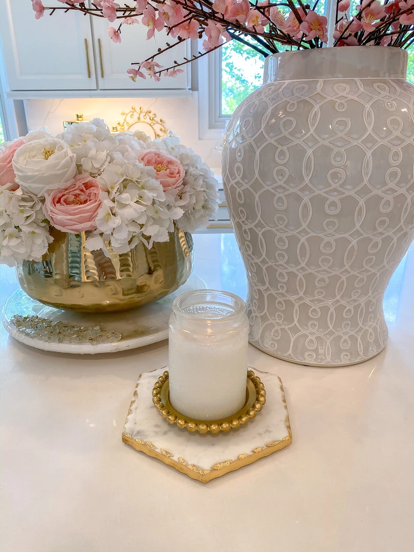 Inspire Me! Home Decor Marble Hexagon Trivet W/ Gold Edge 3 Inspire Me! Home Decor Marble Hexagon Trivet W/ Gold Edge