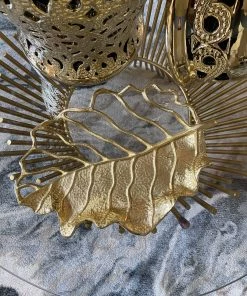 Inspire Me! Home Decor Gold Openwork Leaf Decor/ Trivet