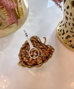 Inspire Me! Home Decor Gold Leaf Snack Bowl And Spoon Set