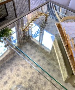 Inspire Me! Home Decor Glass Tray With Gold Metal Vine Handles