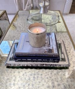 Inspire Me! Home Decor Glass Rectangle Tray With Silver Handles And Ruffled Edge