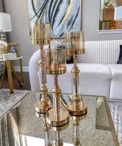 Inspire Me! Home Decor Classic Elegant Hurricane Candle Sticks (Set Of 3)