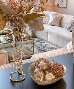 Inspire Me! Home Decor Glass And Metal Spiral Leaf Vase - Gold