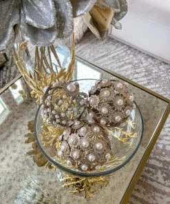 Inspire Me! Home Decor Gold Large Metallic Pearl Ornament/ Orb