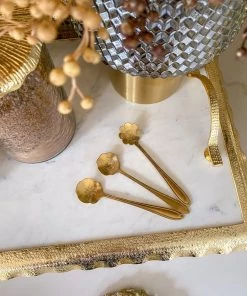Inspire Me! Home Decor Set Of 3 Gold Flower Tea Spoons