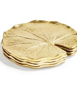 Inspire Me! Home Decor Golden Lily Leaf Coasters, Set Of 4