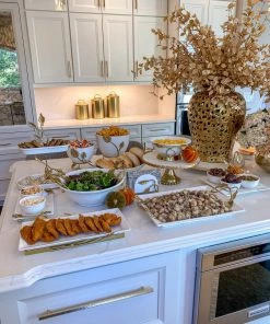 Inspire Me! Home Decor White Ceramic Tray With Serving Bowls And Gold Leaf