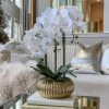 Inspire Me! Home Decor White Potted Faux Orchid Floral Stems