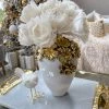 Inspire Me! Home Decor Gold Cascading Floral And White Vase