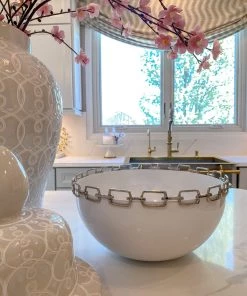 Inspire Me! Home Decor White Bowl With Chain Rim