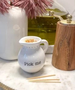 Inspire Me! Home Decor KITCHEN White Ceramic Toothpick Holder (3 Shapes)