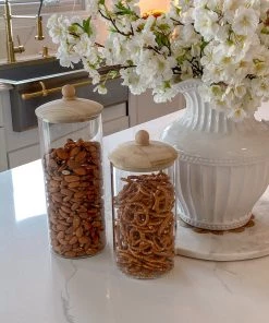 Inspire Me! Home Decor Glass Jars With Wooden Lids (2 Sizes) KITCHEN