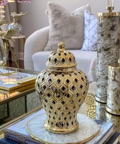 Inspire Me! Home Decor Extra Mini/Miniature Gold Ginger Jar