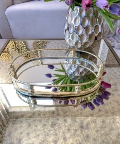 Inspire Me! Home Decor Gold Oval Mirror Tray