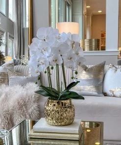 Inspire Me! Home Decor Tall White Potted Faux Orchid