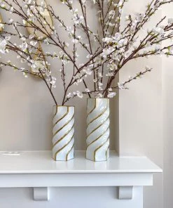 Inspire Me! Home Decor Gold And White Twist Vase (2 Sizes)
