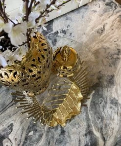 Inspire Me! Home Decor Gold Openwork Leaf Decor/ Trivet