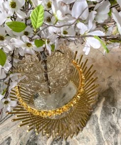 Inspire Me! Home Decor Round Glass Tray With Gold Floral Edge