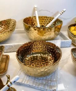 Inspire Me! Home Decor Hammered Porcelain Gold Bowl (2 Sizes)