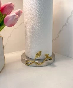 Inspire Me! Home Decor Gold Leaf Detailed Paper Towel Holder ( Available In 2 Sizes)