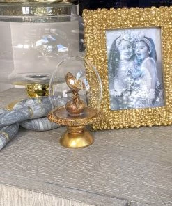 Inspire Me! Home Decor Golden Bird In Glass Cloche