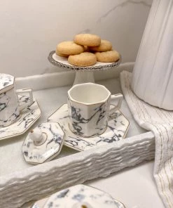 Inspire Me! Home Decor Gold Marbled Hexagon Espresso Tea Set Of 6