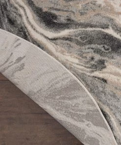 Nourison Elegance Round Area Rug - Grey/Charcoal/Beige (3 Sizes) PILLOWS, RUGS, & THROWS 7 Nourison Elegance Round Area Rug - Grey/Charcoal/Beige (3 Sizes) PILLOWS, RUGS, & THROWS