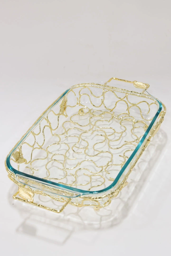 Inspire Me! Home Decor Rectangular Pyrex With Gold Branch Detailed Holder 8 Inspire Me! Home Decor Rectangular Pyrex With Gold Branch Detailed Holder